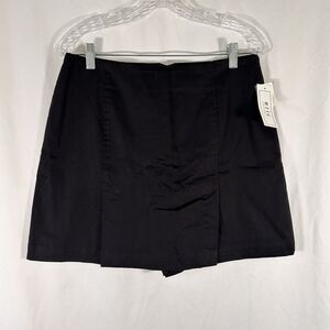 New Eric Casual Mini Skirt Women's 12 Solid Black Zip Back Short Cotton Blend